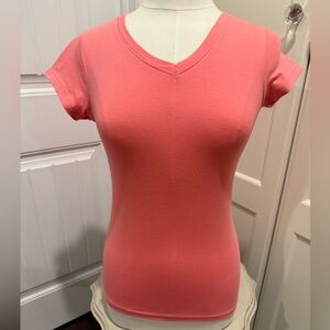 ICON Apparel Women’s Size Medium Pink V-Neck Short Sleeve T-Shirt Top Shirt